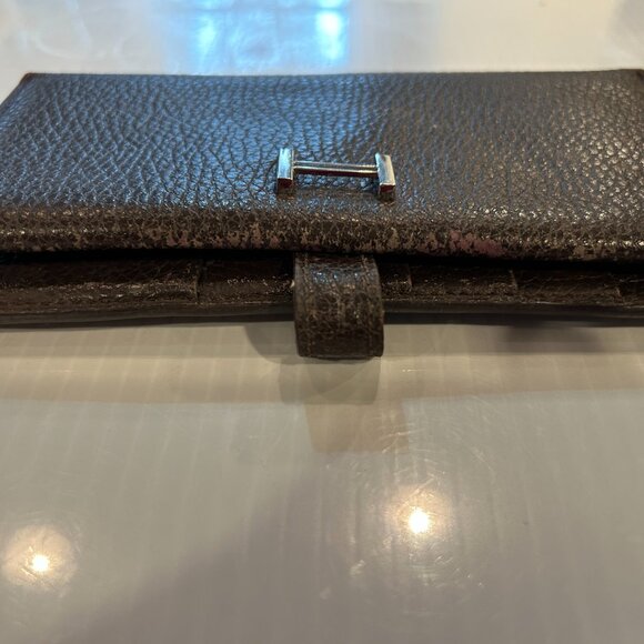 Vintage Hermes Bearn H Wallet Brown Leather H Logo Long Wallet, box dust France - Picture 4 of 12